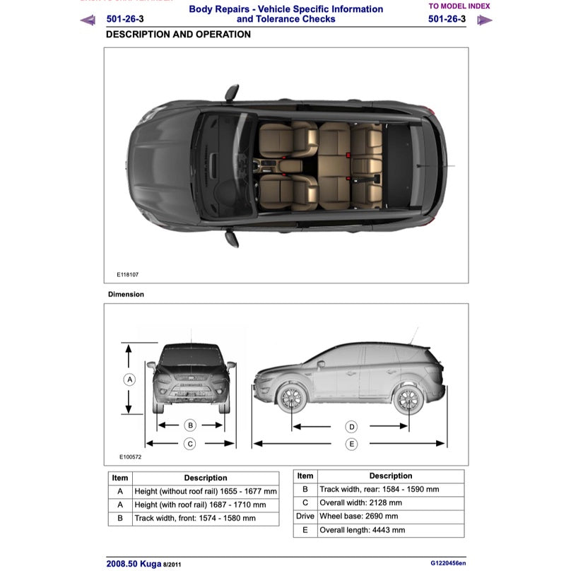 FORD KUGA MK1 C394 (2008-2013) SERVICE WORKSHOP MANUAL