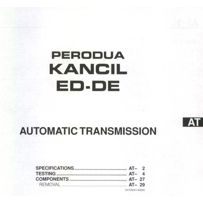 PERODUA KANCIL MK2 (2002-2009) SERVICE WORKSHOP MANUAL