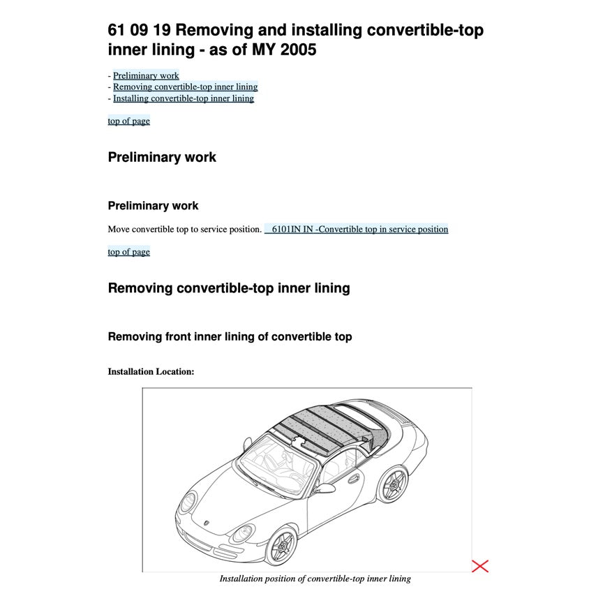 PORSCHE 911 997 (2004-2013) CONVERTIBLE TOP/ TARGA TOP SERVICE REPAIR MANUAL