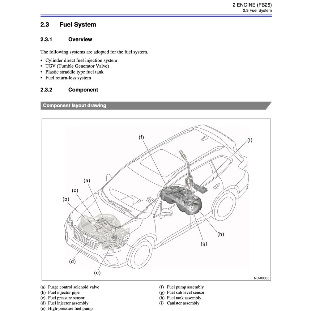 SUBARU FORESTER SK (2019-2023) SERVICE WORKSHOP MANUAL