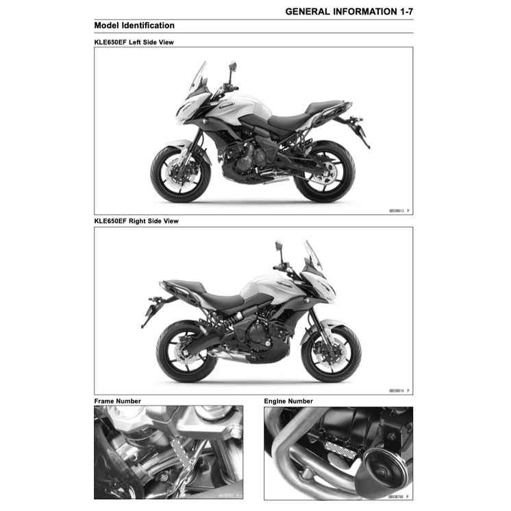 KAWASAKI VERSYS KLE 650 (2015+) SERVICE WORKSHOP MANUAL+ PARTS CATALOGUE + OWNER'S MANUAL