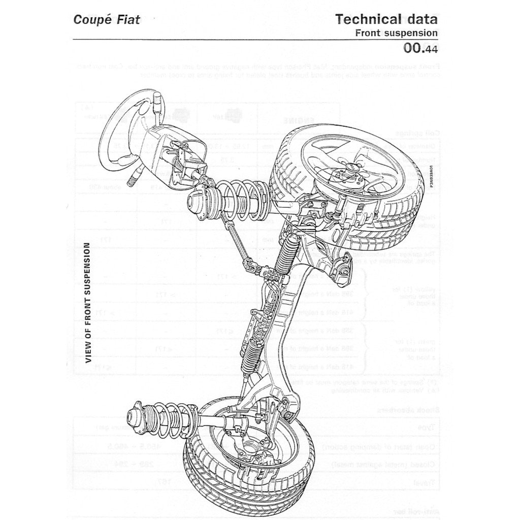 COUPE FIAT COUPE 175 (1993-2000) SERVICE WORKSHOP MANUAL + OWNER's HANDBOOK