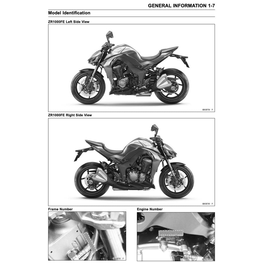 KAWASAKI Z1000 (2014-2016) SERVICE WORKSHOP MANUAL + PARTS CATALOGUE + OWNER'S MANUAL