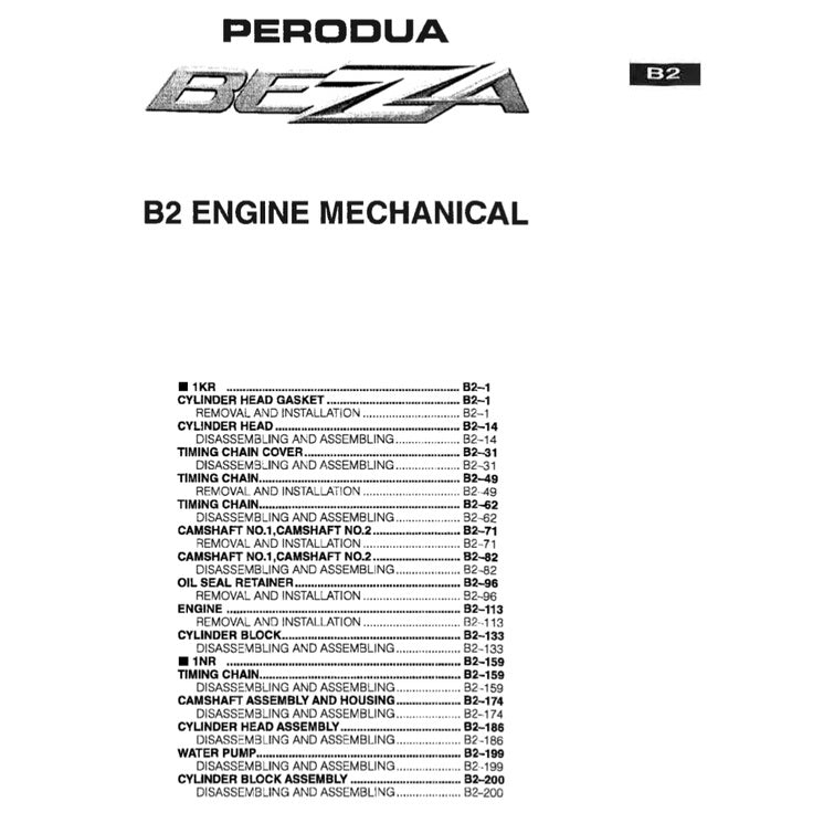 PERODUA BEZZA B300 (2016-2023) SERVICE WORKSHOP MANUAL