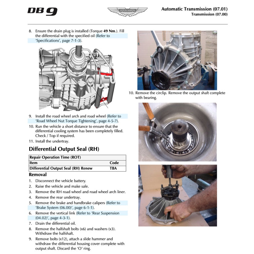 ASTON MARTIN DB9 (2005-2016) SERVICE WORKSHOP MANUAL