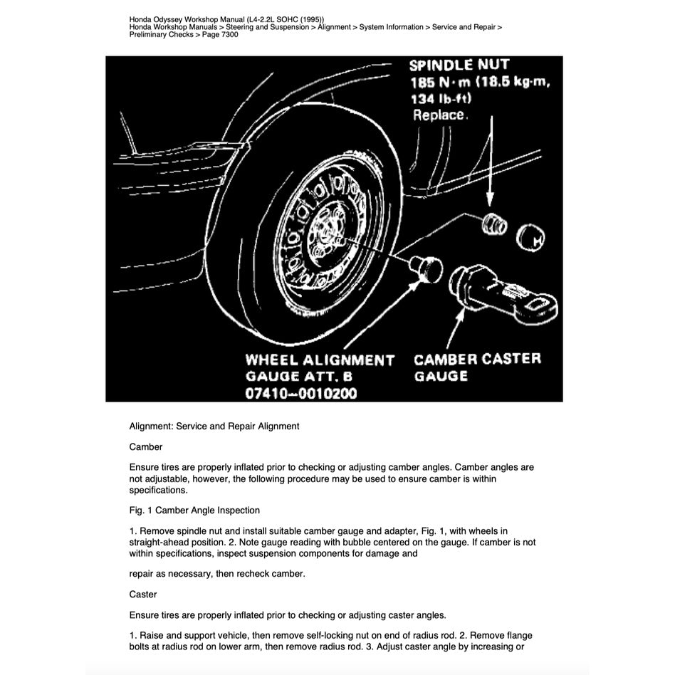 HONDA ODYSSEY RA 1/2/3/4/5 (1994-1999) SERVICE WORKSHOP MANUAL