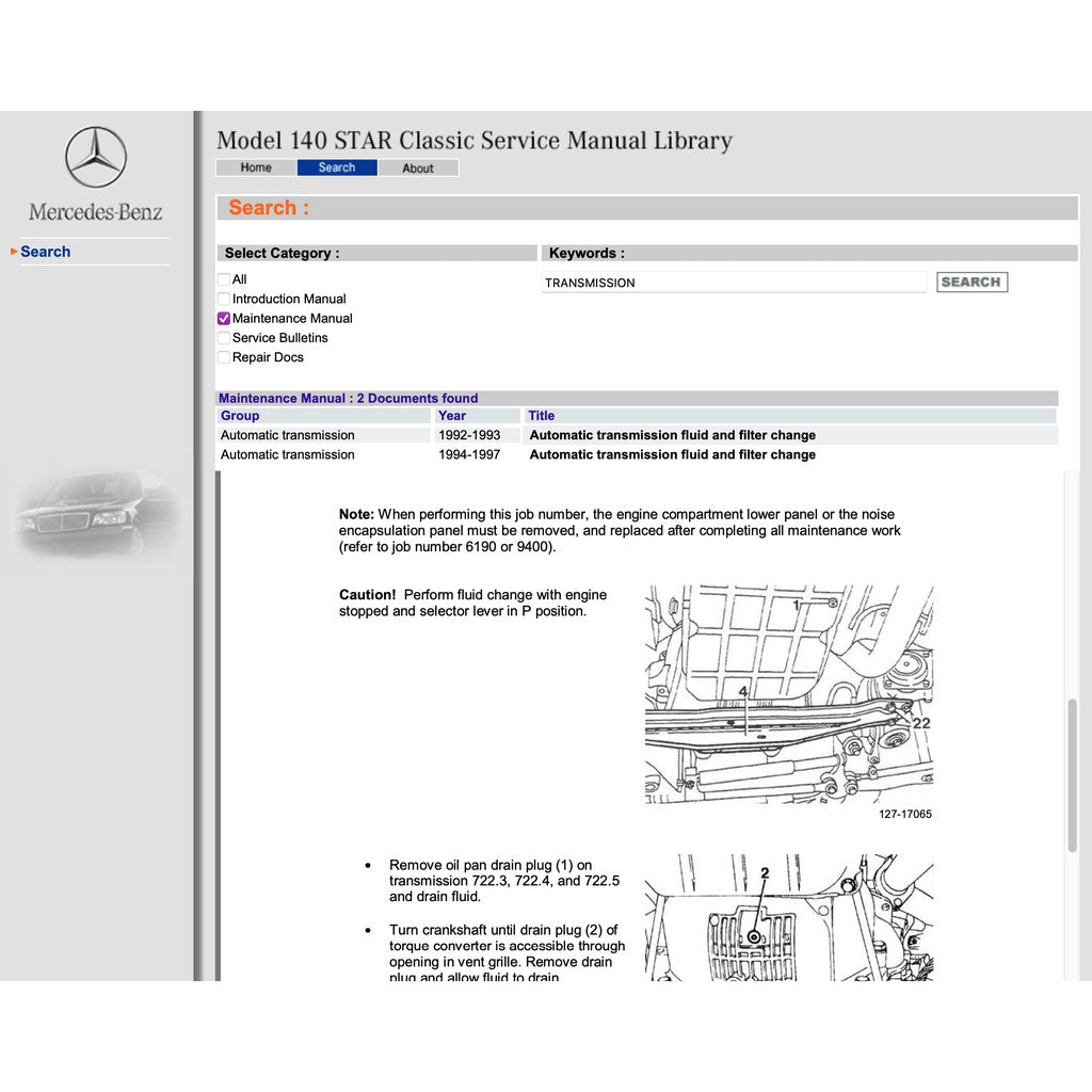 MERCEDES-BENZ W140 (1991-1998) SERVICE WORKSHOP MANUAL LIBRARY