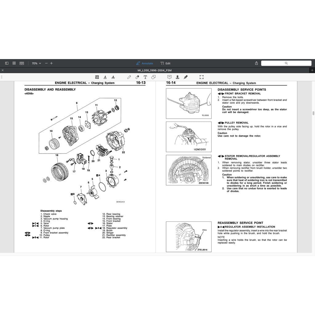 MITSUBISHI TRITON L200 K50/60/70 (1996-2005) SERVICE WORKSHOP MANUAL