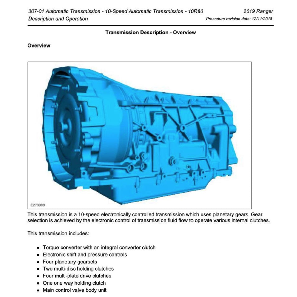FORD RANGER T6 (2019-2021) SERVICE WORKSHOP MANUAL - ALSO CALLED RANGER "T7"