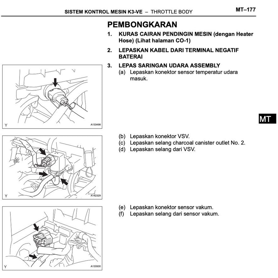 TOYOTA AVANZA F601/651 K3-VE (2004-2015) ENGINE SERVICE WORKSHOP MANUAL - BAHASA (INDO) VERSION