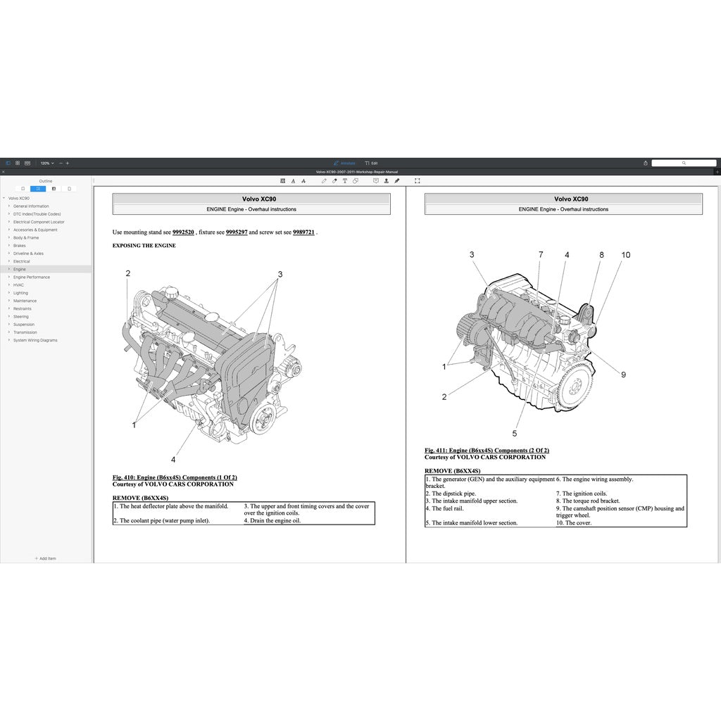 VOLVO XC90 (2007-2014) SERVICE WORKSHOP MANUAL