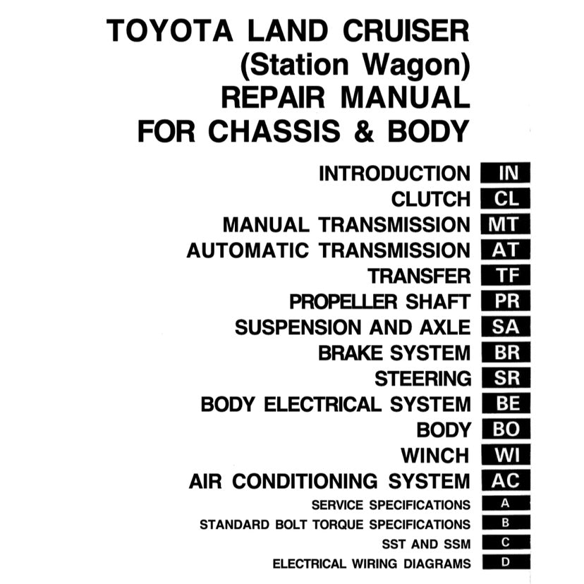 TOYOTA LAND CRUISER J80 (1990-1997) SERVICE WORKSHOP MANUAL
