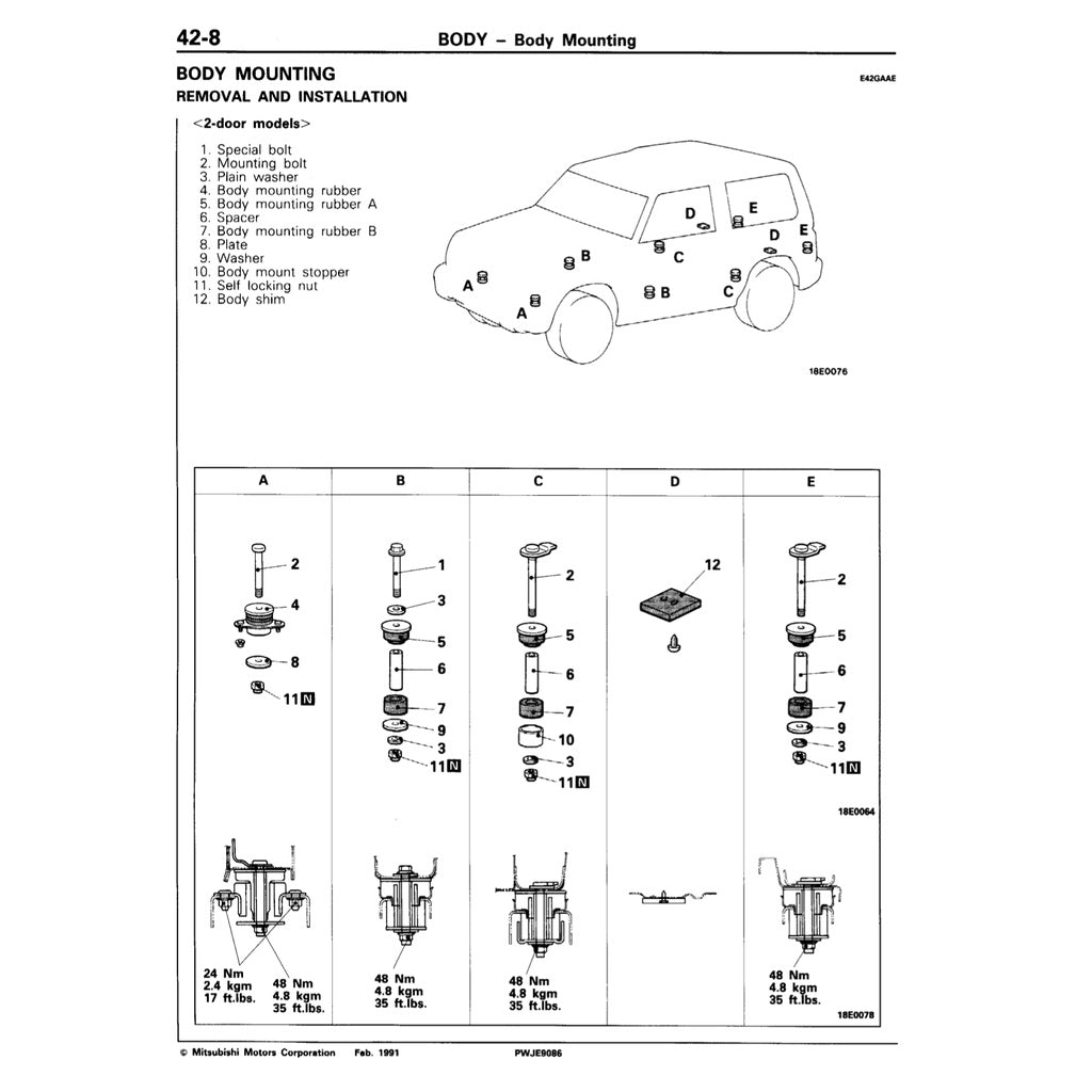MITSUBISHI PAJERO II V20 (1991-1999) SERVICE WORKSHOP MANUAL
