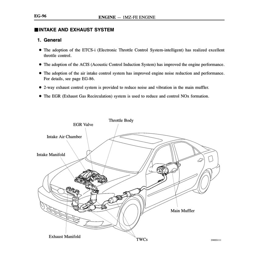 TOYOTA CAMRY ACV30 MCV30 (2002-2006) SERVICE WORKBOOK WORKSHOP MANUAL