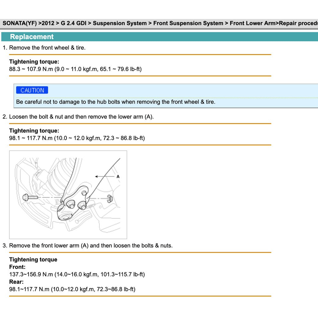 SONATA HYUNDAI SONATA i45 YF (2010-2015) SERVICE WORKSHOP MANUAL
