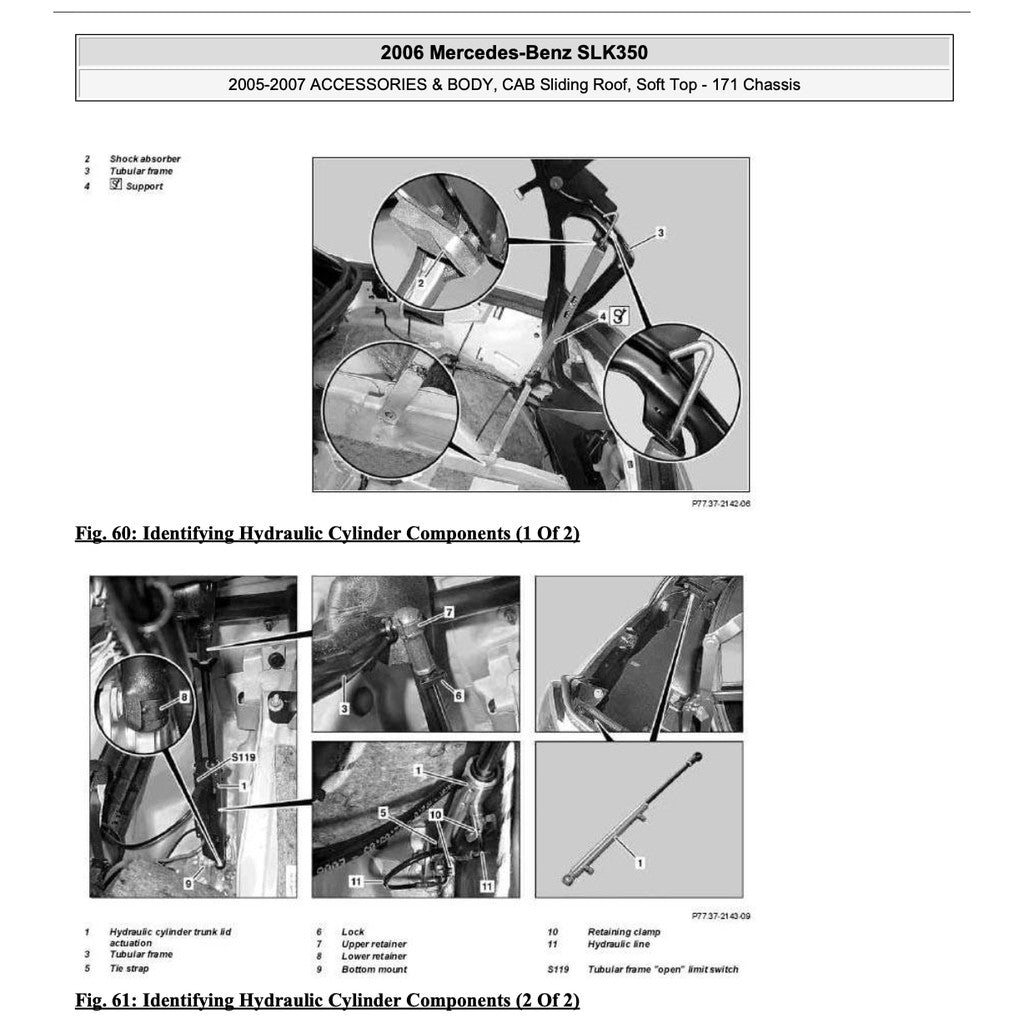 MERCEDES-BENZ SLK R171 (2004-2011) VARIO ROOF SERVICE REPAIR MANUAL