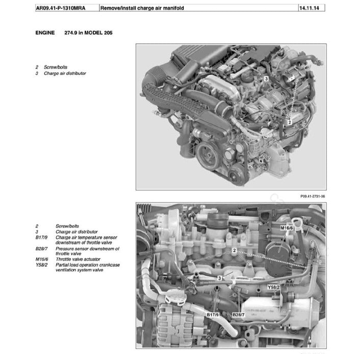 MERCEDES BENZ ENGINE M274 SERVICE WORKSHOP MANUAL