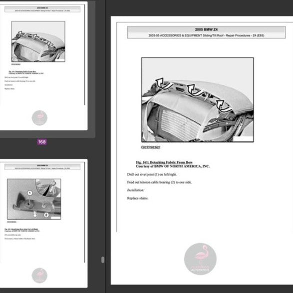 BMW Z4 E85 (2002-2008) CONVERTIBLE TOP REPAIR MANUAL