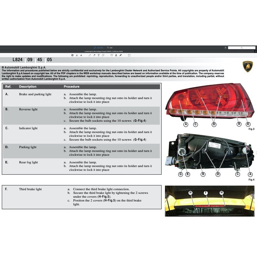 LAMBORGHINI MURCIELAGO LP640 (2006-2010) FACTORY SERVICE MANUAL
