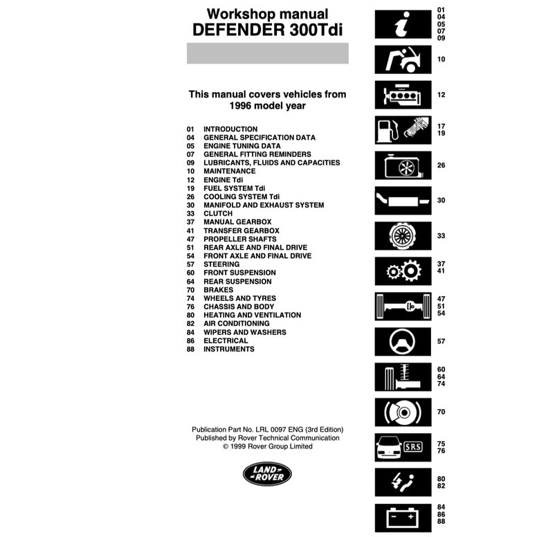 LAND ROVER DEFENDER (1996-2003) SERVICE WORKSHOP MANUAL