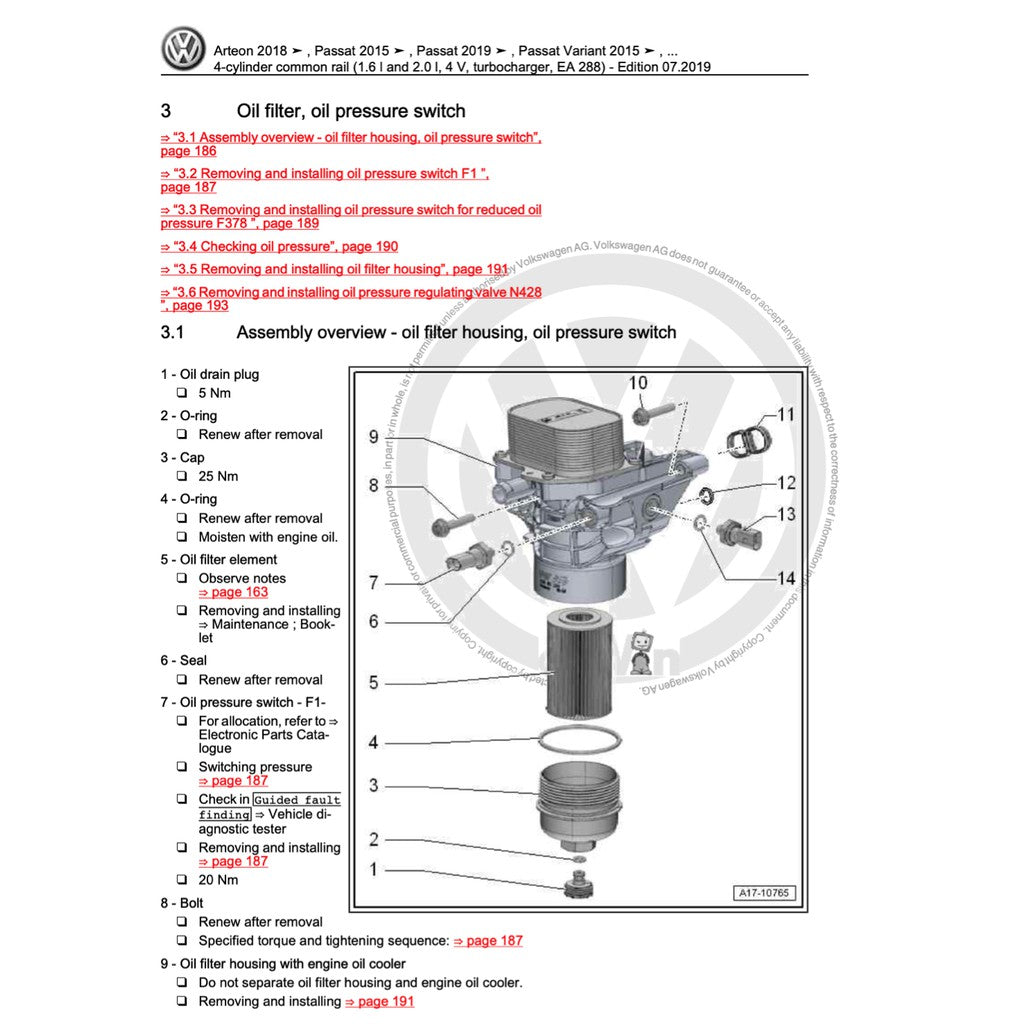 VW PASSAT B7 (2011-2015) SERVICE WORKSHOP MANUAL