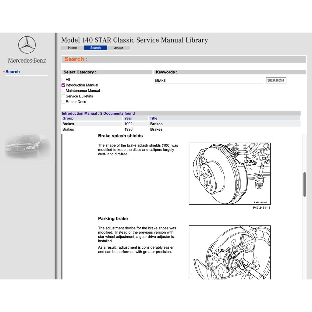 MERCEDES-BENZ W140 (1991-1998) SERVICE WORKSHOP MANUAL LIBRARY