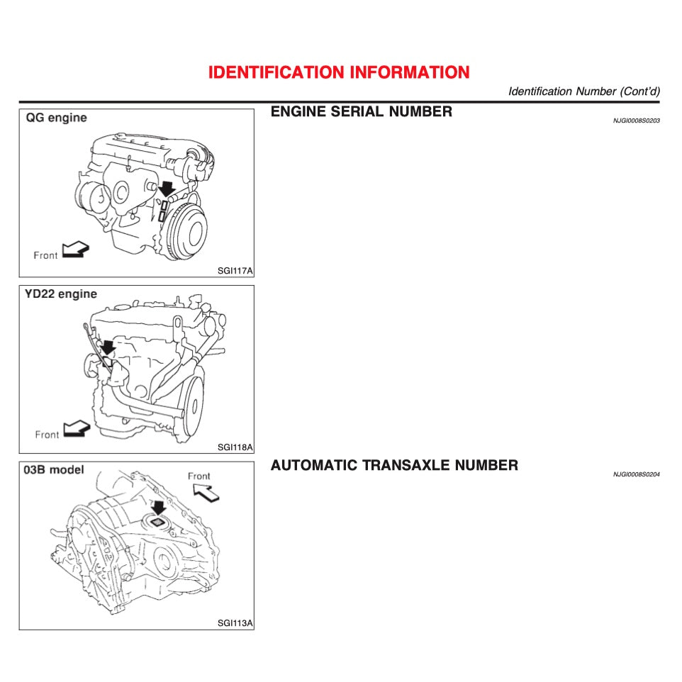NISSAN SENTRA / SYLPHY N16 (2005-2012) SERVICE WORKSHOP MANUAL