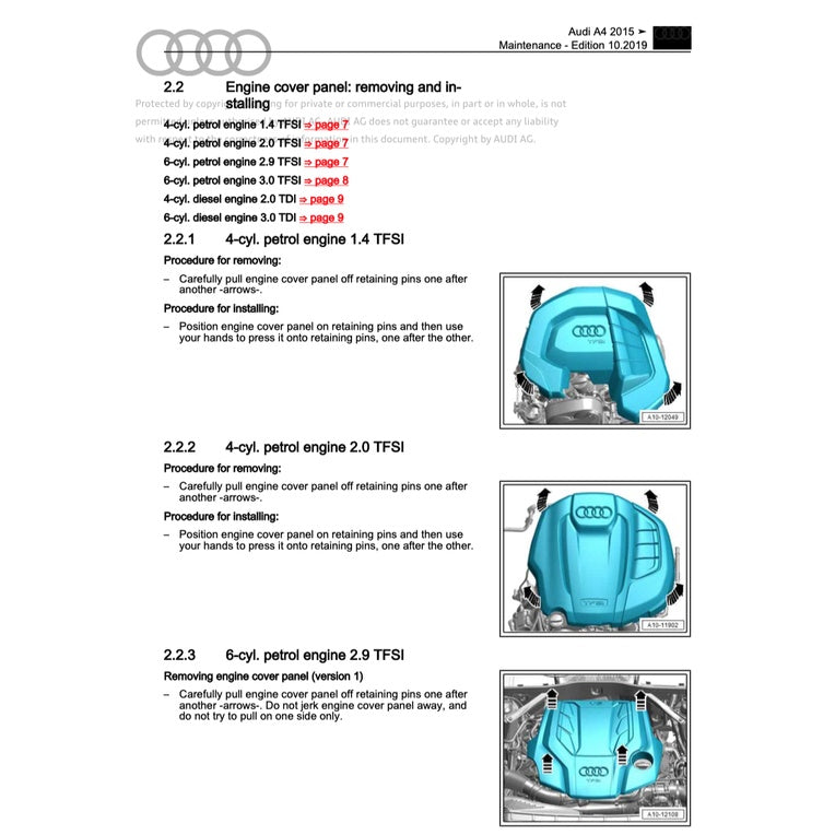AUDI A4 B9 (2016-2024) SERVICE WORKSHOP MANUAL