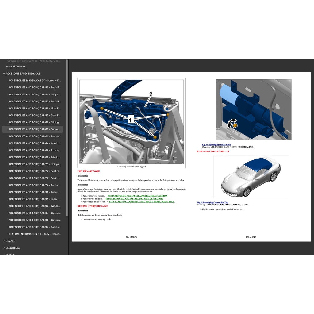 PORSCHE 911 991.1 (2011-2016) SERVICE WORKSHOP MANUAL + PARTS CATALOGUE
