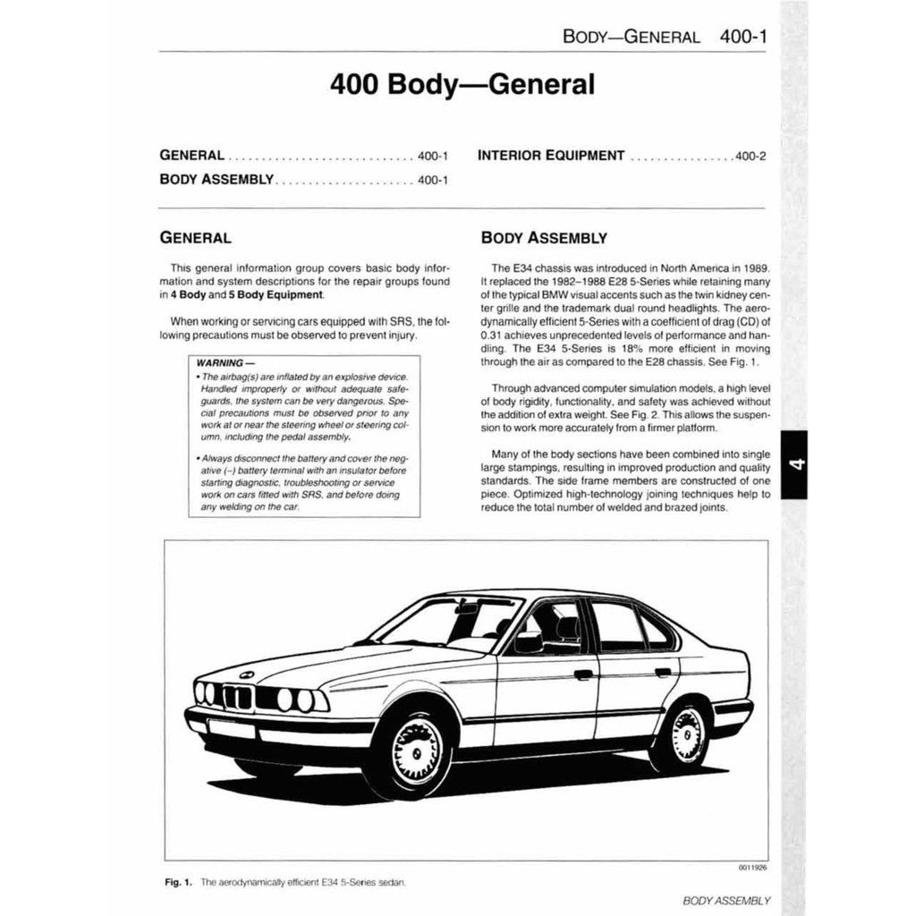 BMW 5 SERIES E34 (1989-1995) SERVICE WORKSHOP MANUAL
