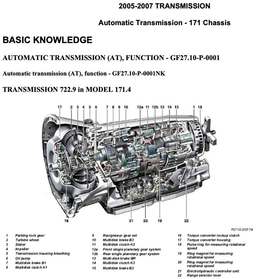 MERCEDES-BENZ SLK R171- M272 (2004-2011) FACTORY SERVICE MANUAL