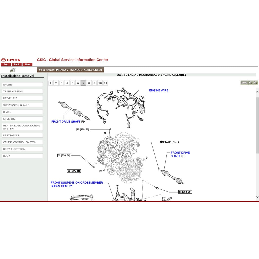 TOYOTA ESTIMA/PREVIA ACR50 /GSR50 (2006-2019) SERVICE WORKSHOP MANUAL
