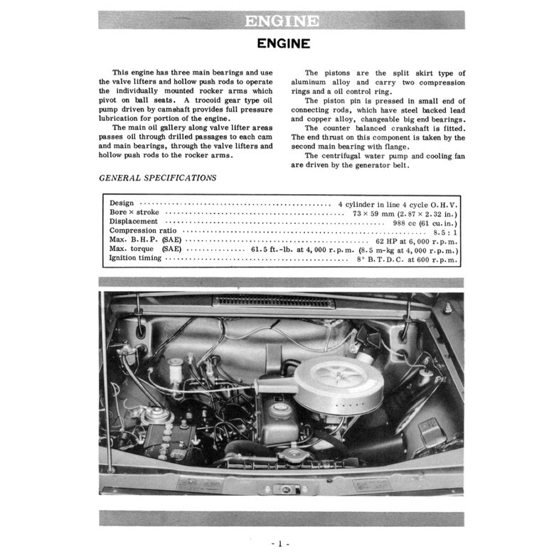 DATSUN 1000 B10 (1966-1969) SERVICE WORKSHOP MANUAL