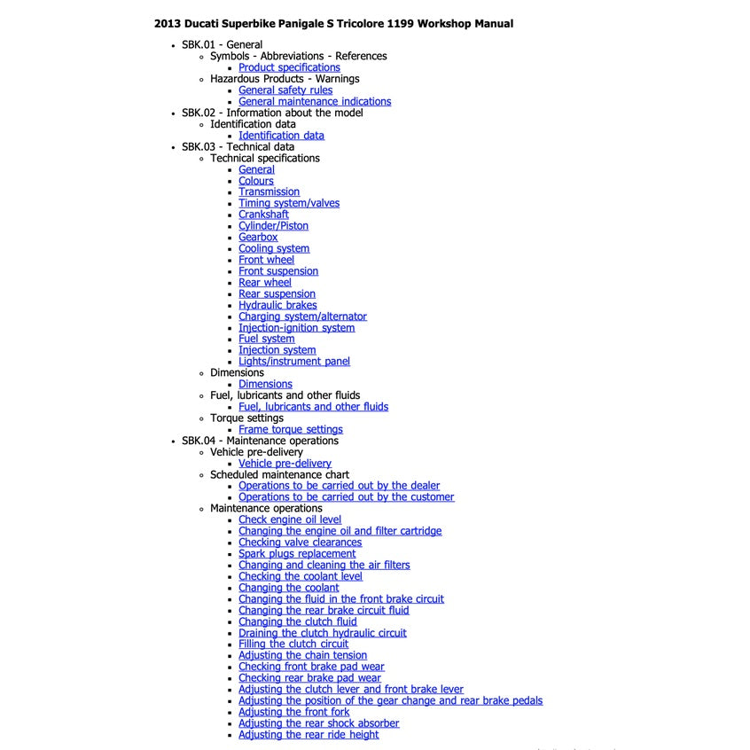 DUCATI PANIGALE Senna 1199 (2012-2014) SERVICE WORKSHOP MANUAL + PARTS CATALOGUE + OWNER'S MANUAL