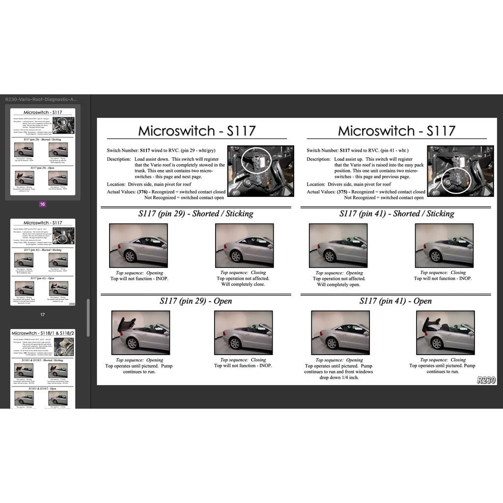 MERCEDES-BENZ SLK R170 (1996-2004) VARIO ROOF DIAGNOSTIC GUIDE