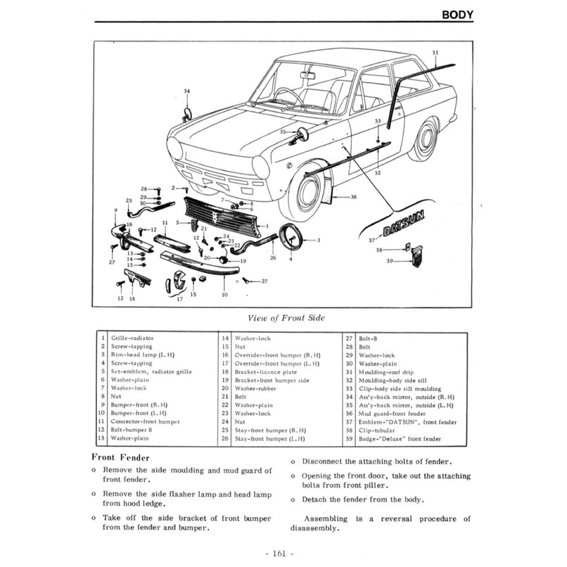 DATSUN 1000 B10 (1966-1969) SERVICE WORKSHOP MANUAL