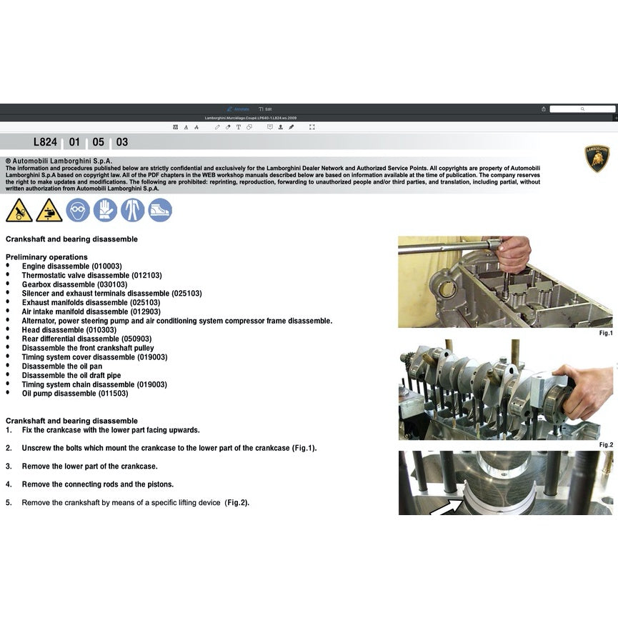 LAMBORGHINI MURCIELAGO LP640 (2006-2010) FACTORY SERVICE MANUAL