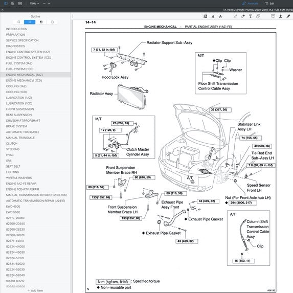 TOYOTA IPSUM 240 XM20 (2001-2010) SERVICE WORKSHOP MANUAL