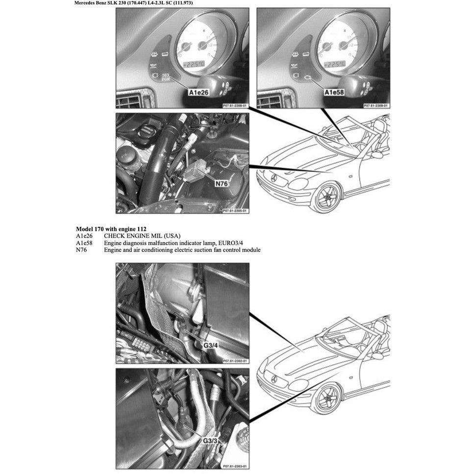 MERCEDES BENZ SLK-CLASS R170 - M111 (1997-2004) SERVICE WORKSHOP MANUAL