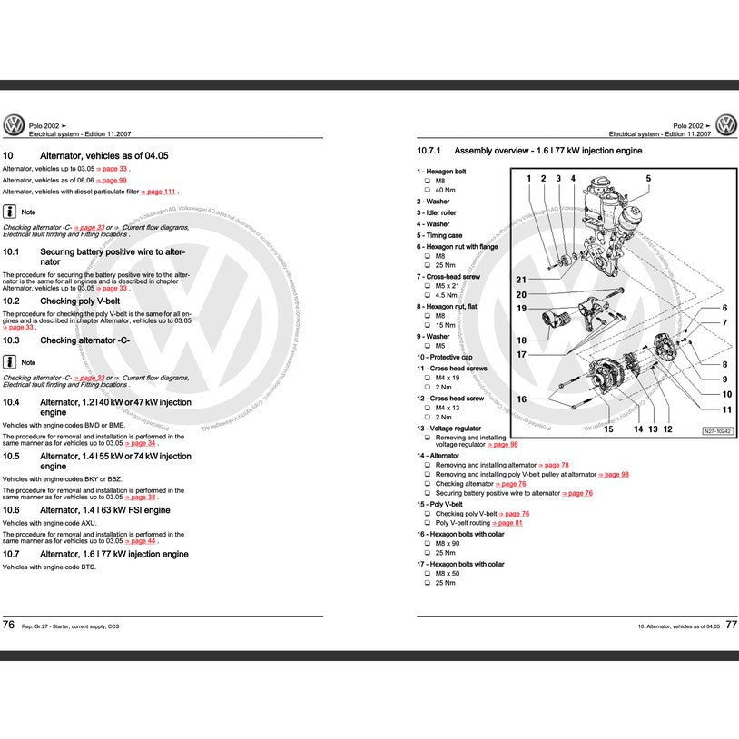 VW POLO MK4 9N (2001-2009) SERVICE WORKSHOP MANUAL