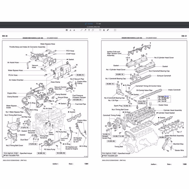 LEXUS GS300 GS400 (1997-2005) SERVICE WORKSHOP MANUAL
