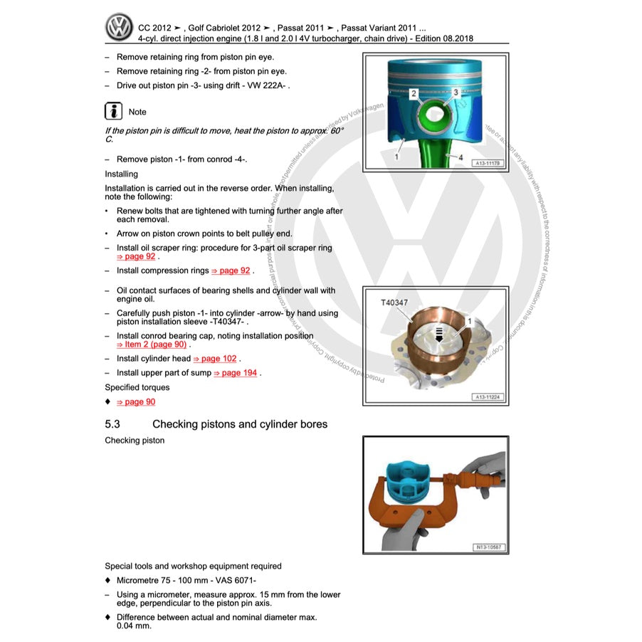 VW SHARAN 7N (2011-2020) SERVICE WORKSHOP MANUAL