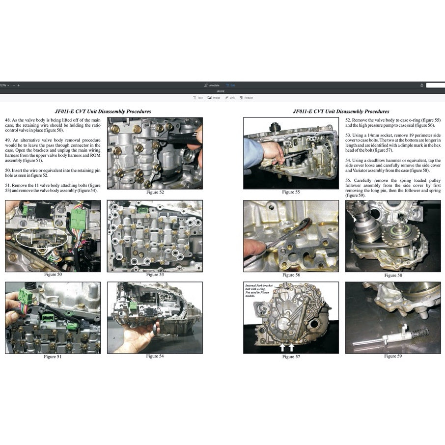 NISSAN AUTOMATIC TRANSMISSION REPAIR MANUAL JF011E (CVT)/L3N71B/L4N71B/RL3FO1A/RL4RO1A/RL4FO2A/RL4FO3A-V/RE4RO1A/RE4FO2A