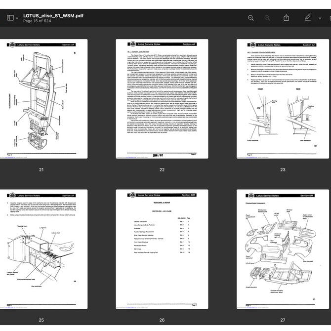 LOTUS ELISE S1 M111 (1994-2001) SERVICE NOTE WORKSHOP MANUAL