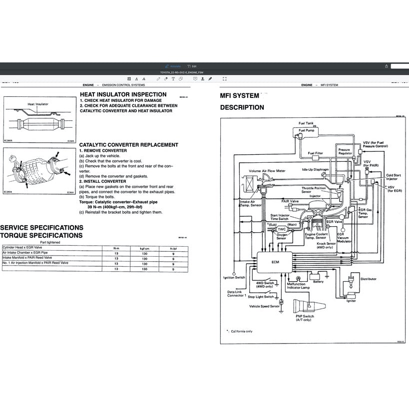 TOYOTA ENGINE 22R-E SERVICE REPAIR WORKSHOP MANUAL