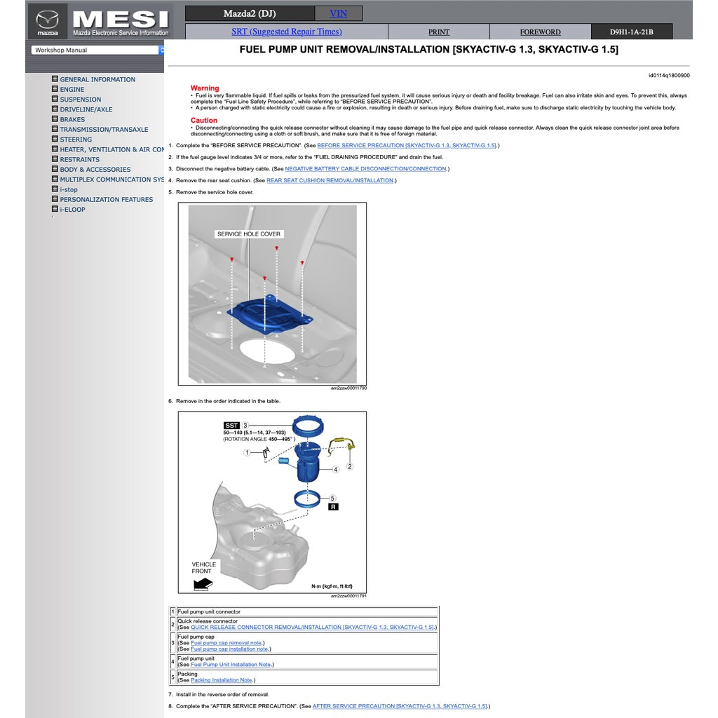 MAZDA 2 DJ (2015-2022) SERVICE WORKSHOP MANUAL