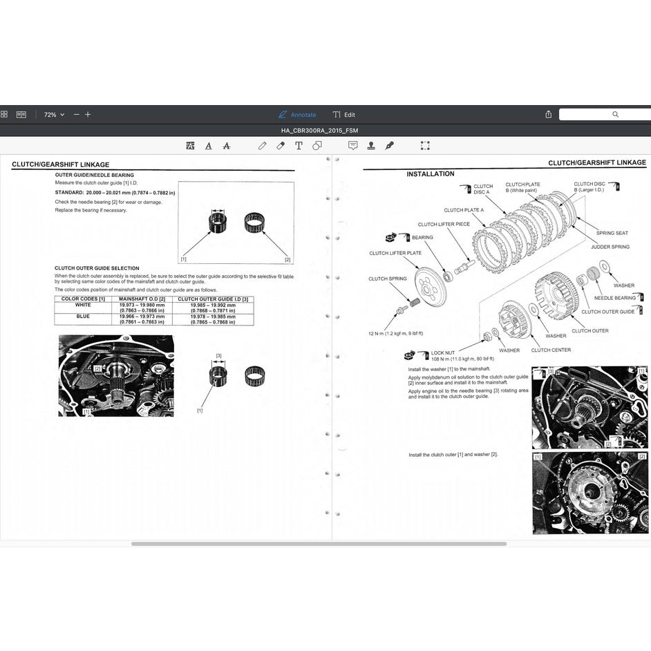 HONDA CBR 300 R (2015-2022) SERVICE WORKSHOP MANUAL + PARTS CATALOGUE + OWNER'S MANUAL / CBR300R