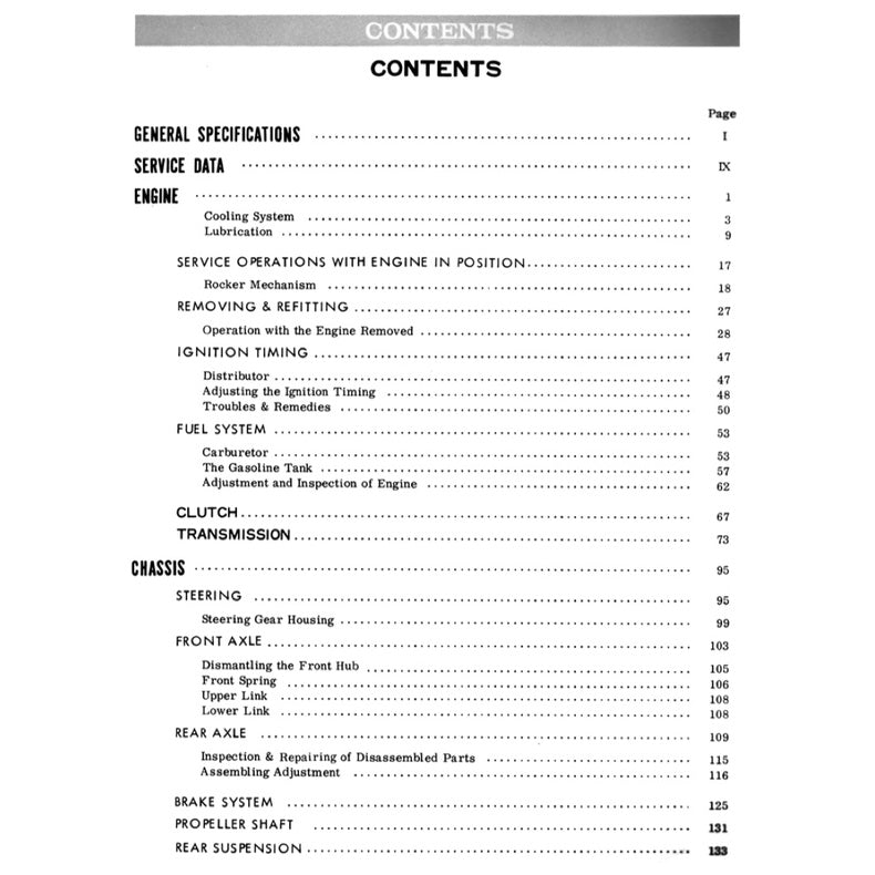 DATSUN 1000 B10 (1966-1969) SERVICE WORKSHOP MANUAL