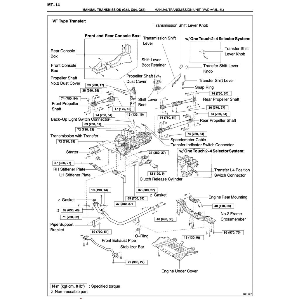 TOYOTA HILUX "SR" N140/150/160/170/190 (1997-2005) SERVICE WORKSHOP MANUAL
