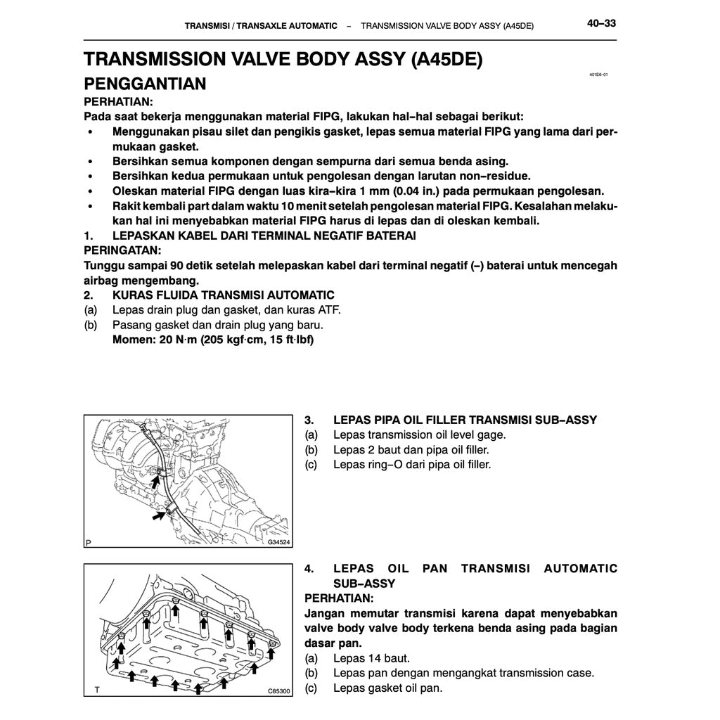 TOYOTA INNOVA/ KIJANG TG/AN40 (2004-2015) SERVICE WORKSHOP MANUAL IN BAHASA INDONESIA